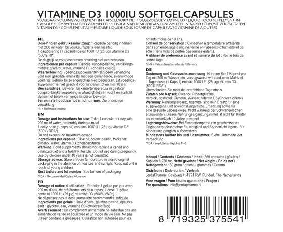 Vitamin D3 1000 IU softgel capsule